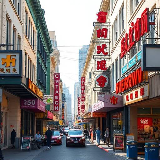 Busy streets in Chinatown, San Francisco, filled with shops, restaurants, and colorful signage.